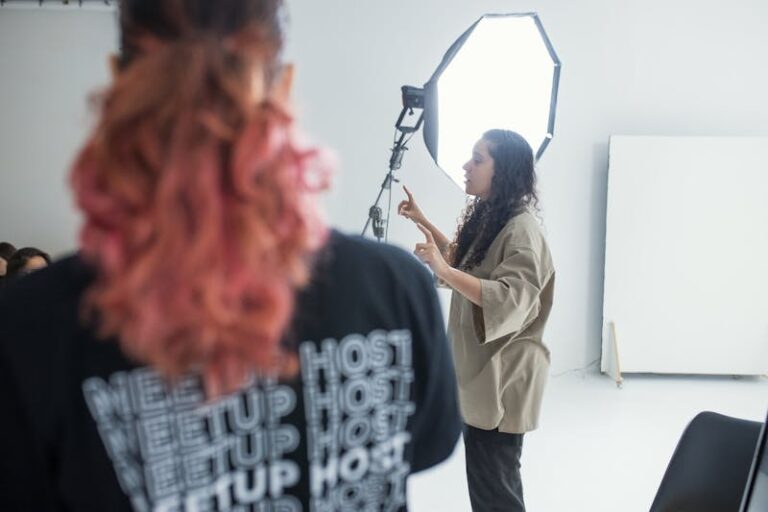 Creative team collaborating respectfully on a professional fashion photoshoot in the UK